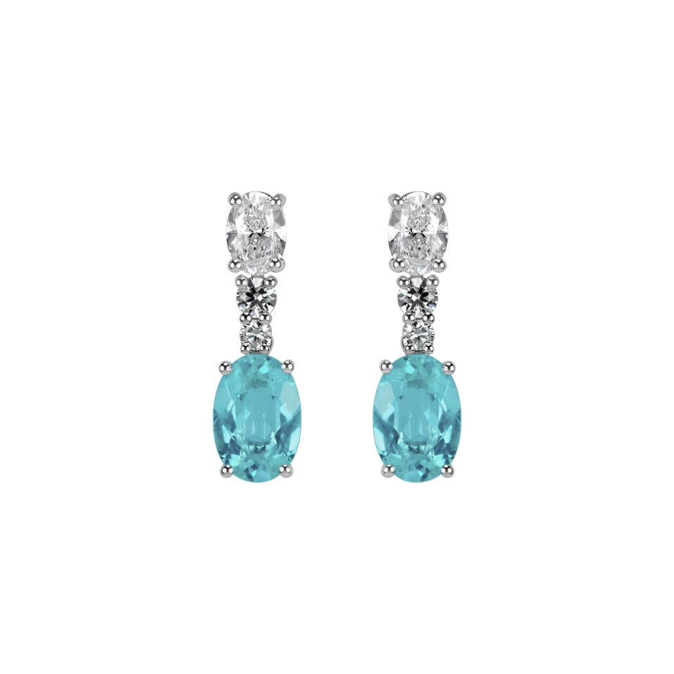 Diamond earrings with Paraiba Aqua Highness