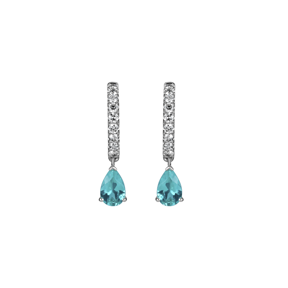 Diamond earrings with Paraiba Aqua Soul