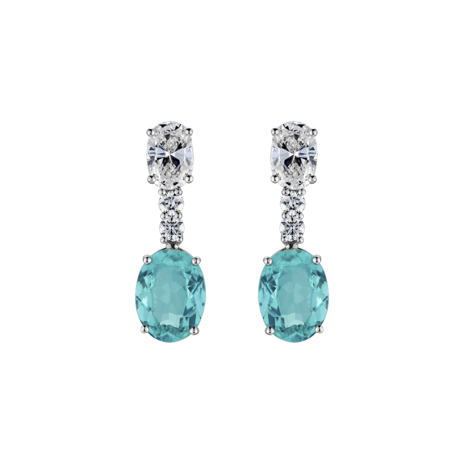 Diamond earrings with Paraiba Aqua Highness