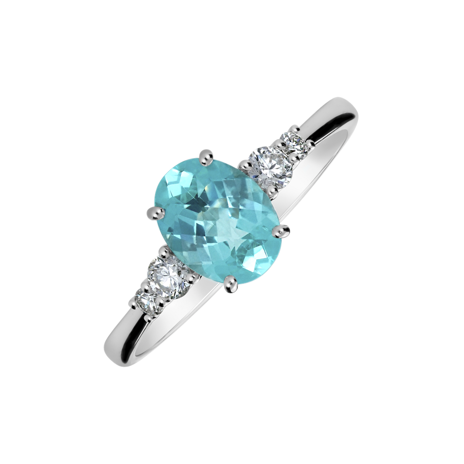 Diamond ring with Paraiba Babylon
