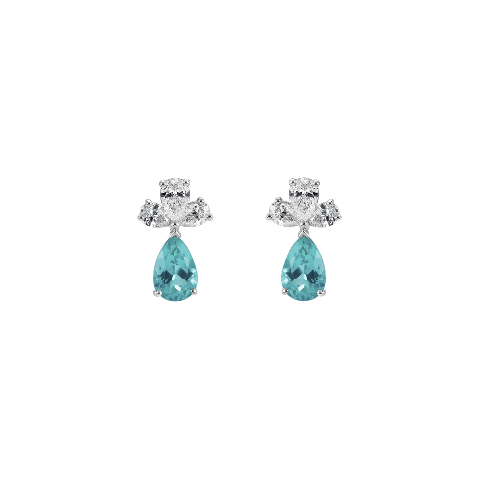 Diamond earrings with Paraiba Royal Soul