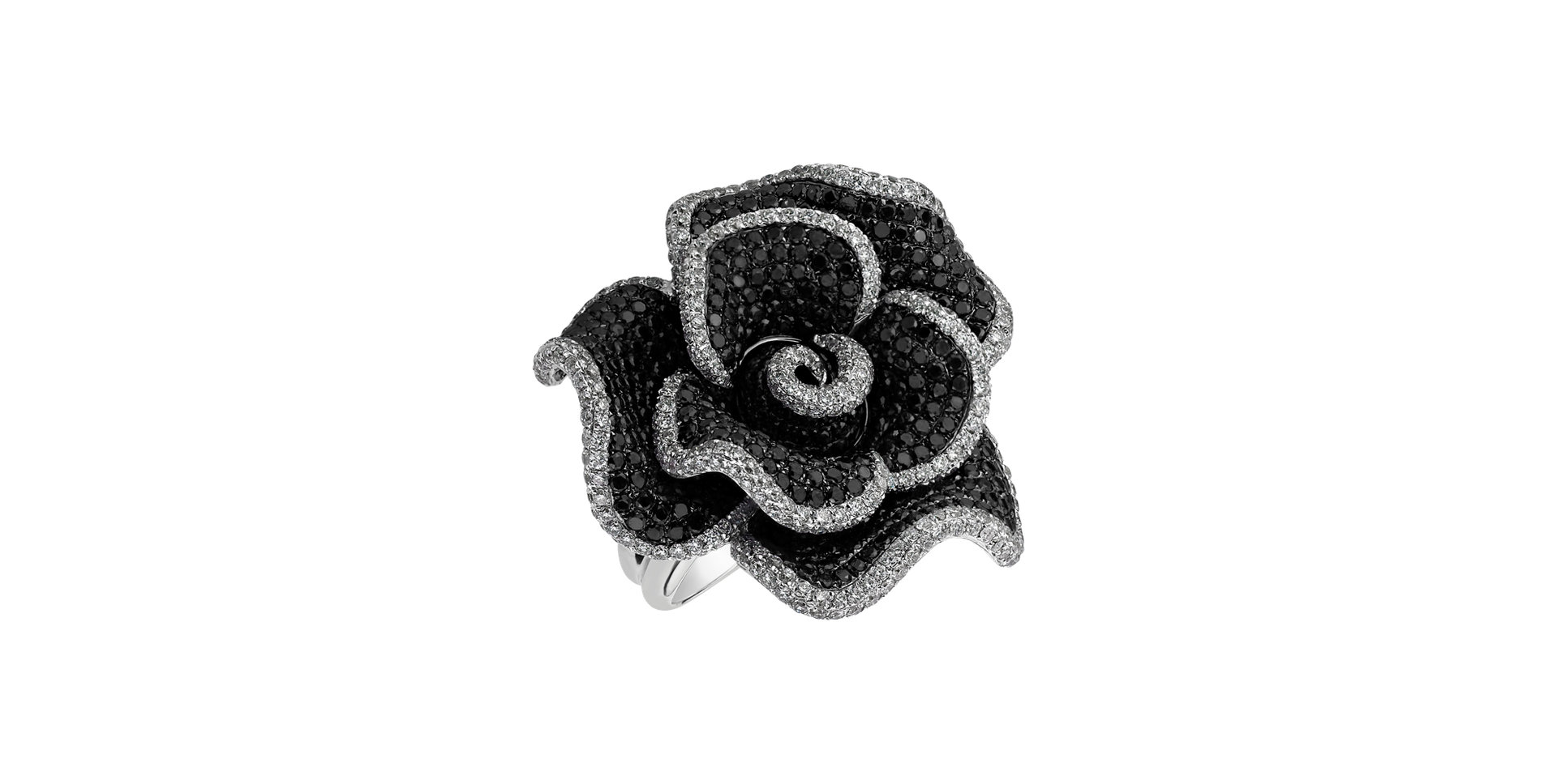 Ring with black and white diamonds Royal Rose