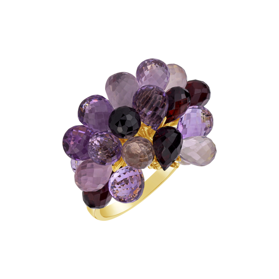 Ring with Citrine, Peridot and Amethyst Fantastic Grapes