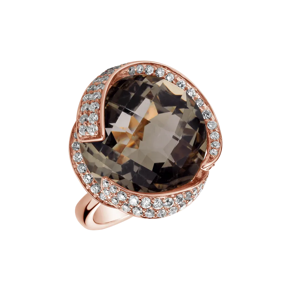 Diamond ring with Quartz Sunny Dream