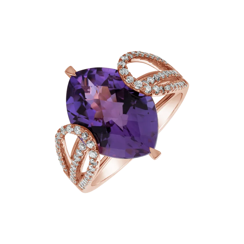 Diamond rings with Amethyst Violet Beauty