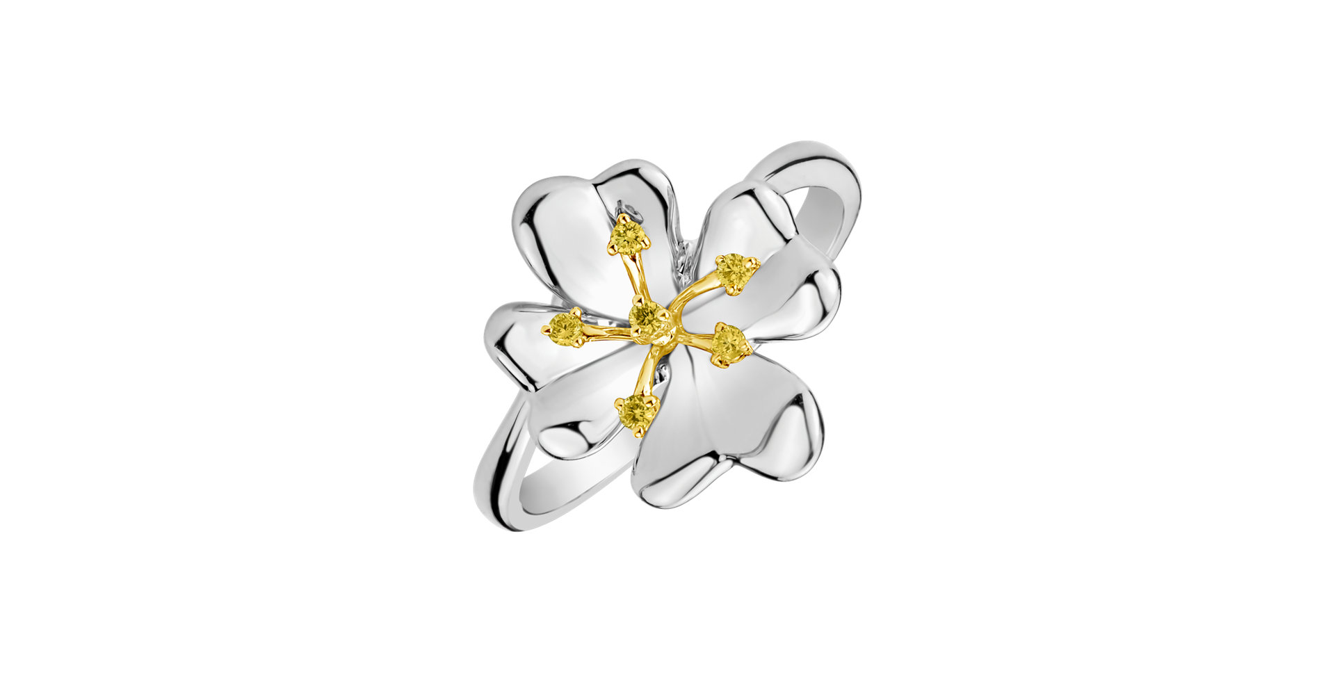 Ring with yellow diamonds Iron Flower