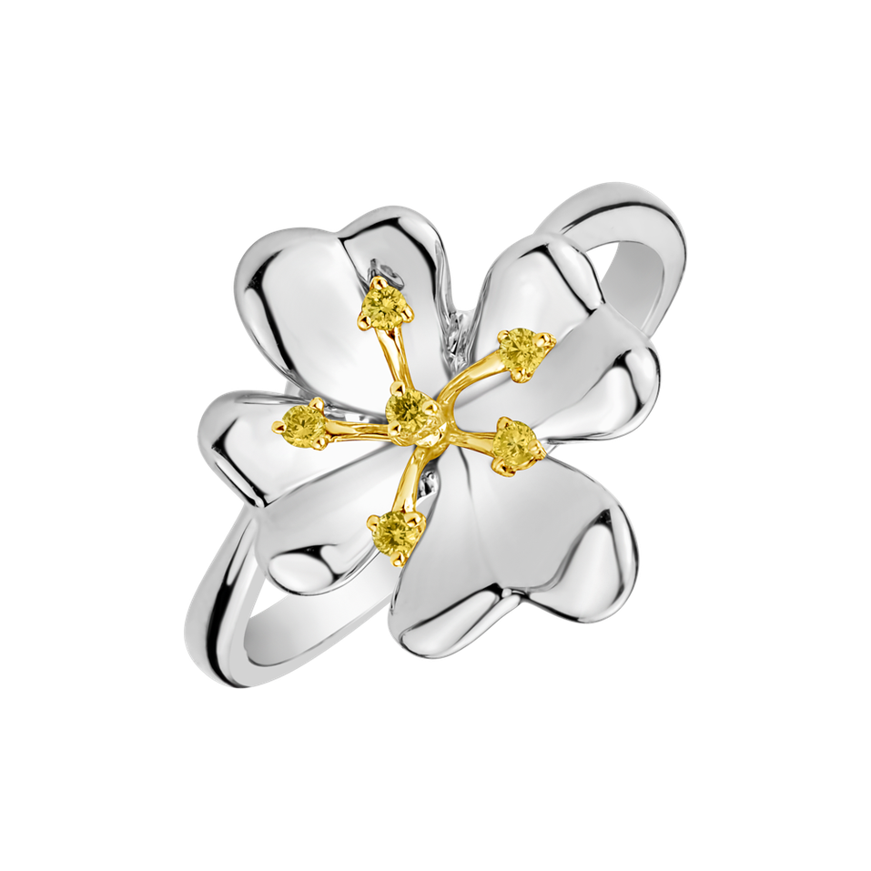 Ring with yellow diamonds Iron Flower