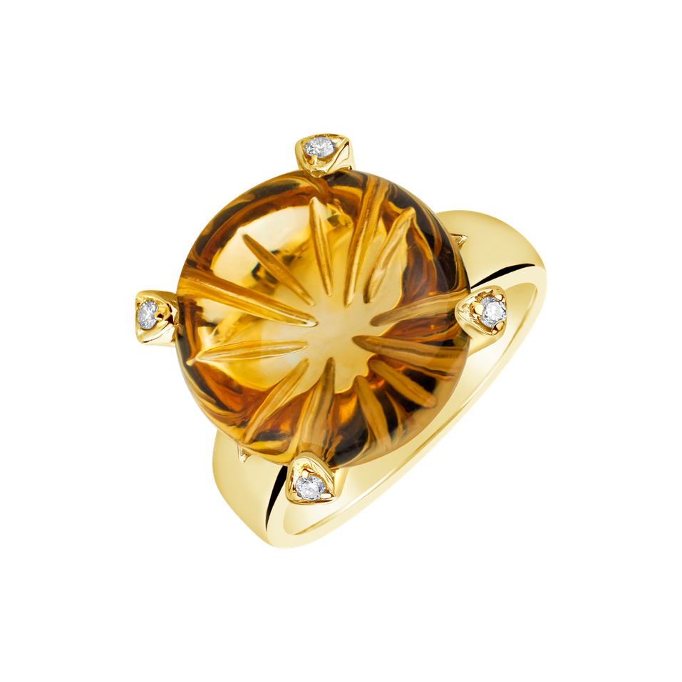 Ring with Citrine and diamonds Graves
