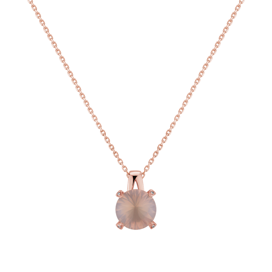 Diamond pendant with Rose Quartz Charming Blossom