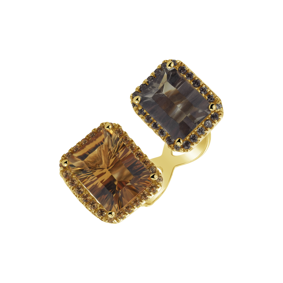 Ring with Citrine and Quartz Beauty of Joy