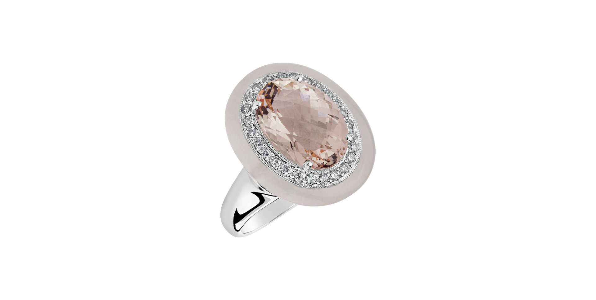 Diamond ring with Morganite and Quartz Quintilius
