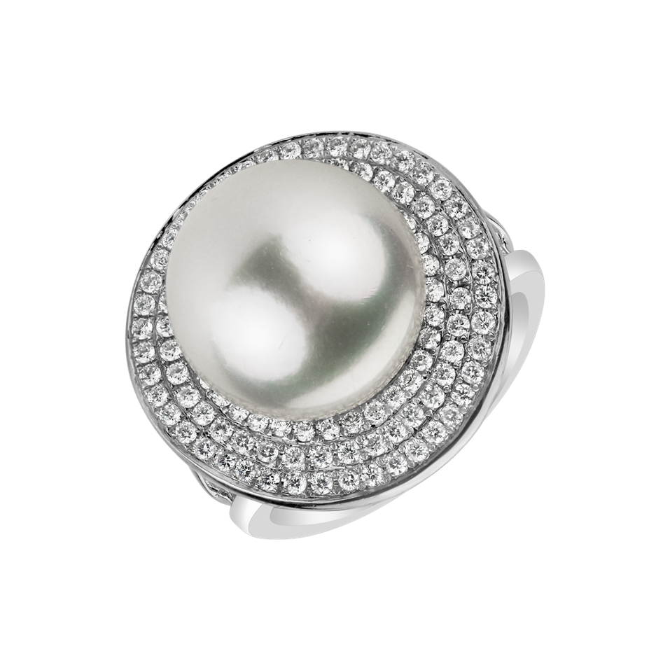 Diamond ring with Pearl Touch Sea