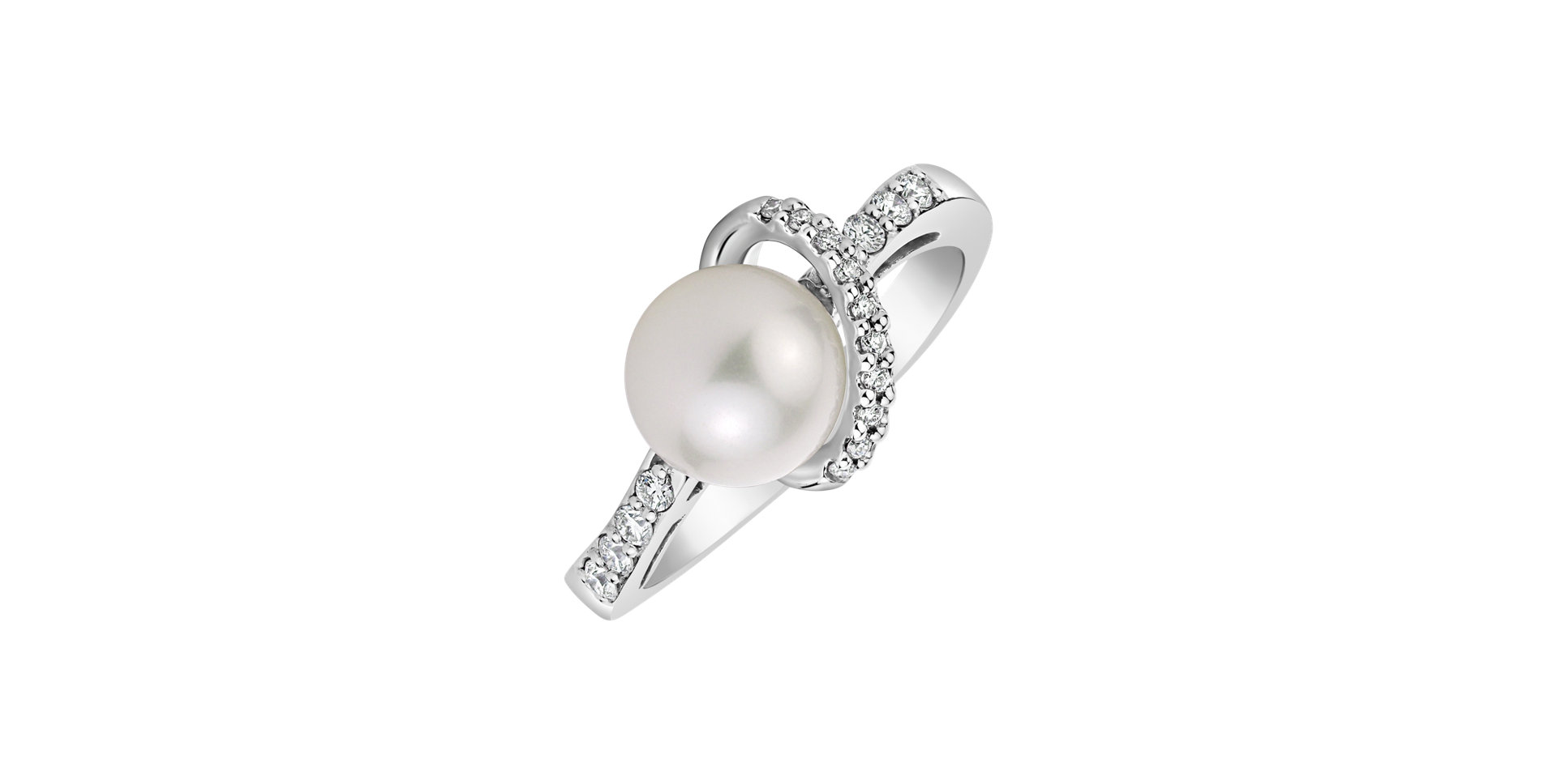 Diamond ring with Pearl Graceful Wonder