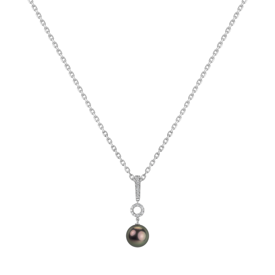 Diamond pendant with Pearl Black Ocean