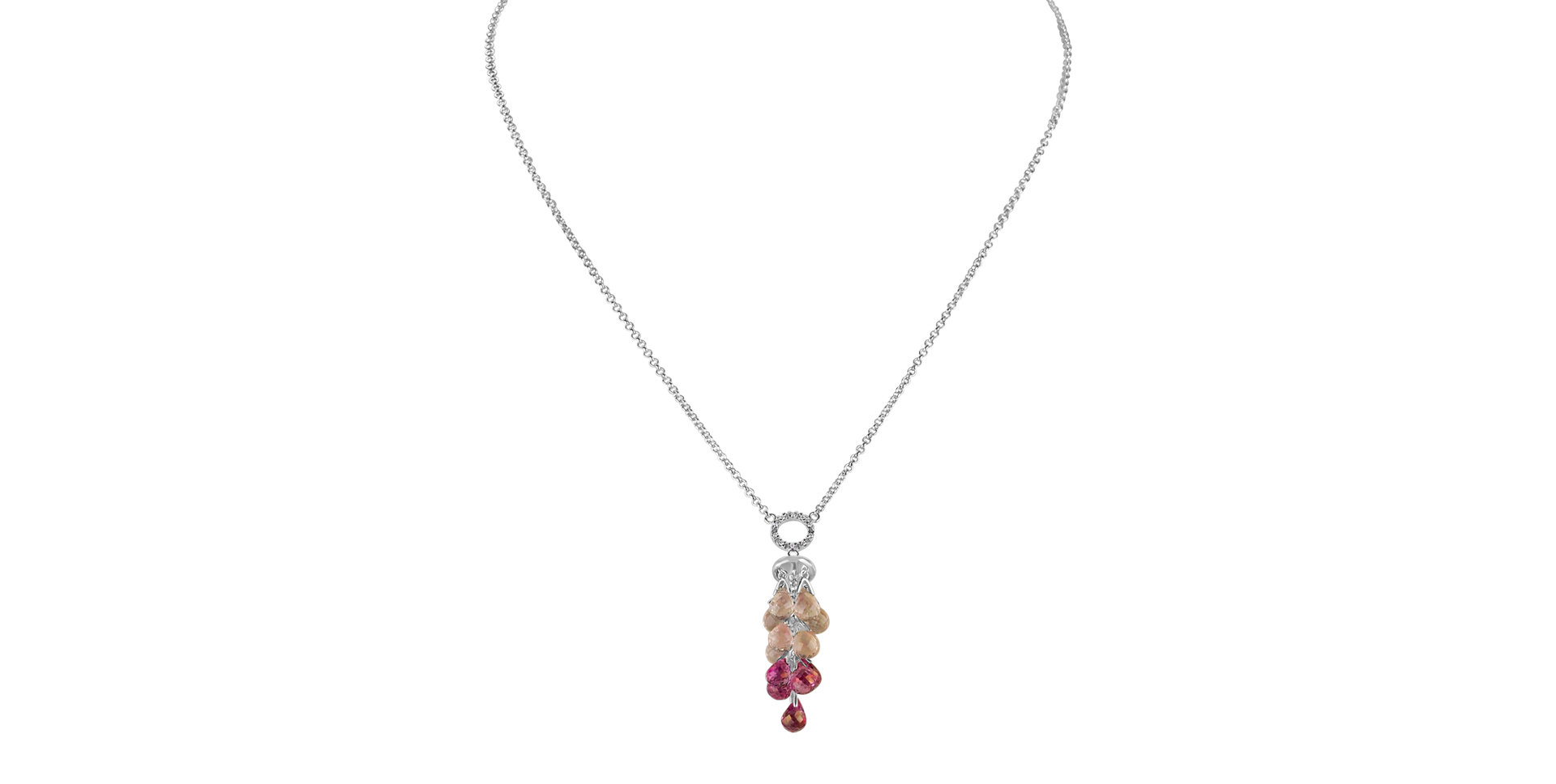 Diamond necklace with Topaz and Rose Quartz Sourcerers