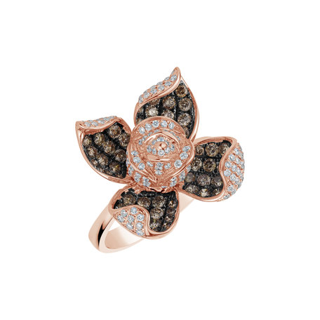 Ring with brown and white diamonds Eurena