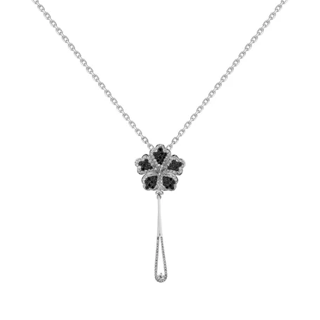 Pendant with black and white diamonds Magic Lotus