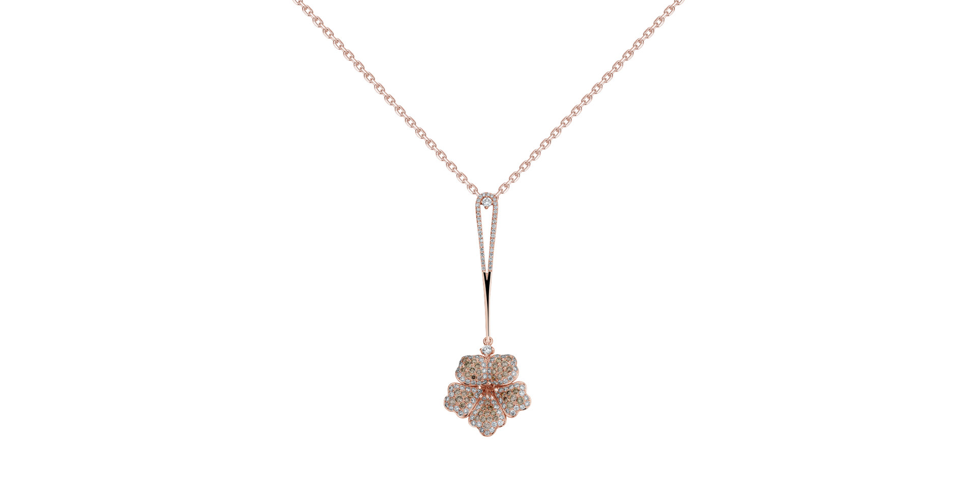 Pendant with brown and white diamonds Magic Lotus