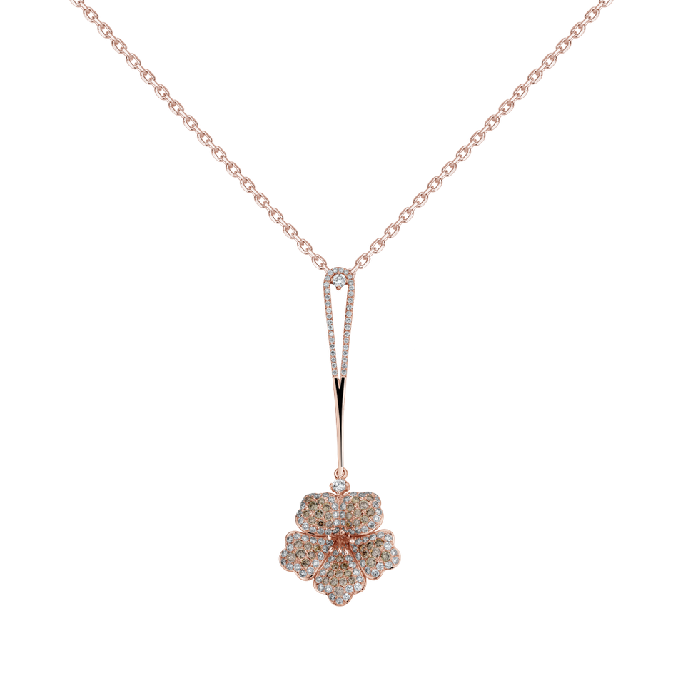 Pendant with brown and white diamonds Magic Lotus