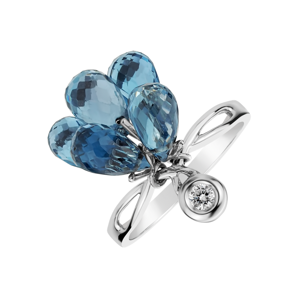 Diamond ring with Topaz Gemstone Embrace