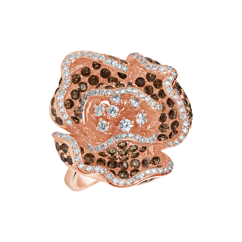 Ring with white and brown diamonds Malgoata