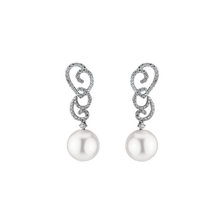 Diamond earrings with Pearl Neptunian Magic