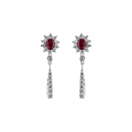 Diamond earrings with Ruby Comet