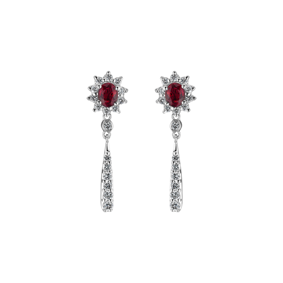 Diamond earrings with Ruby Comet
