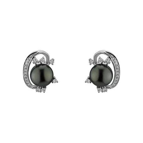 Diamond earrings with Pearl Ocean Abyss