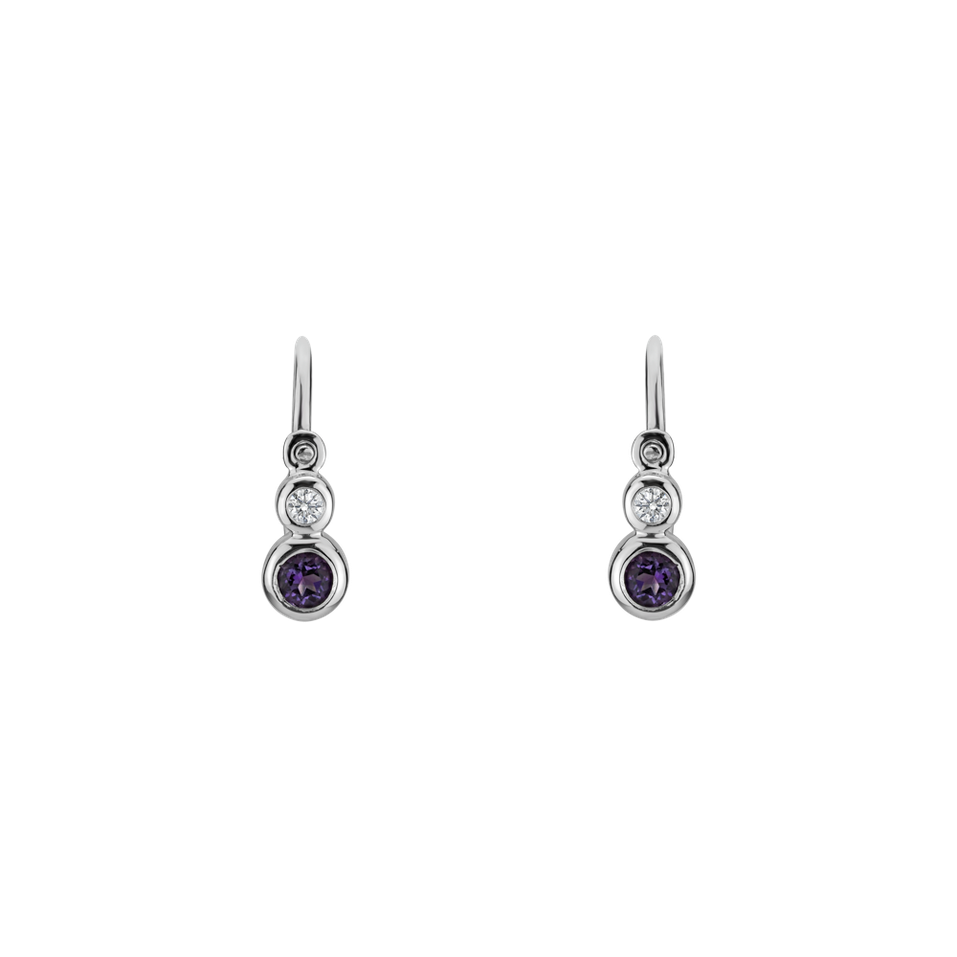 Children's diamond earrings with Amethyst Brazil Dots
