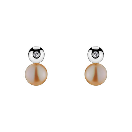 Diamond earrings with Pearl Planets of Water
