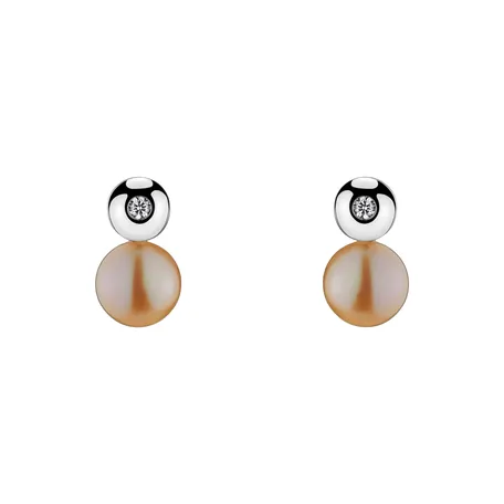 Diamond earrings with Pearl Planets of Water