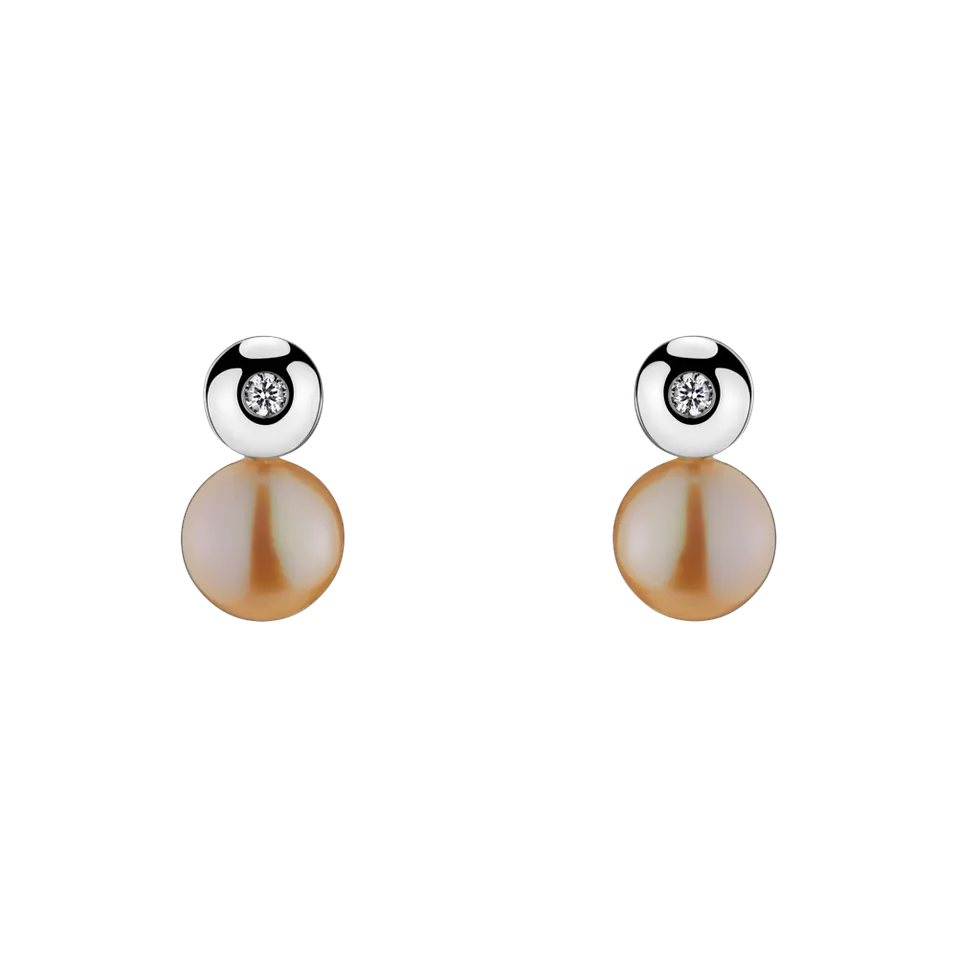 Diamond earrings with Pearl Planets of Water
