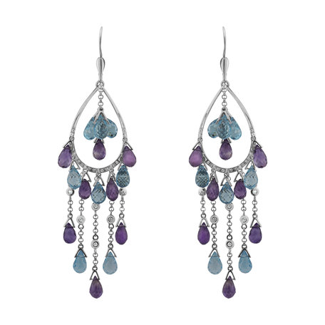 Diamond earrings, Topaz and Amethyst Vela