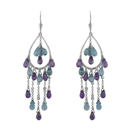 Diamond earrings, Topaz and Amethyst Vela