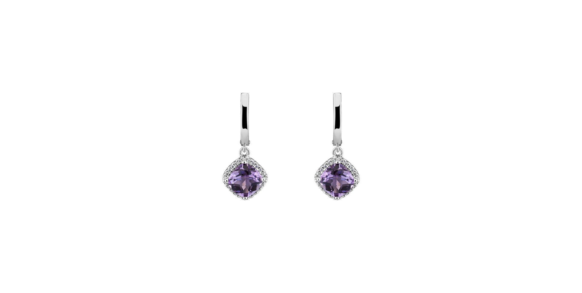 Diamond earrings with Amethyst Emblem
