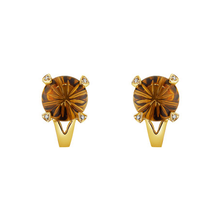 Diamond earrings with Citríne Magical Rose