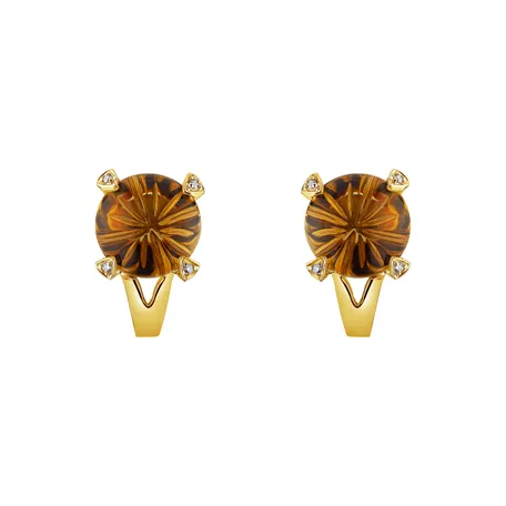 Diamond earrings with Citríne Magical Rose
