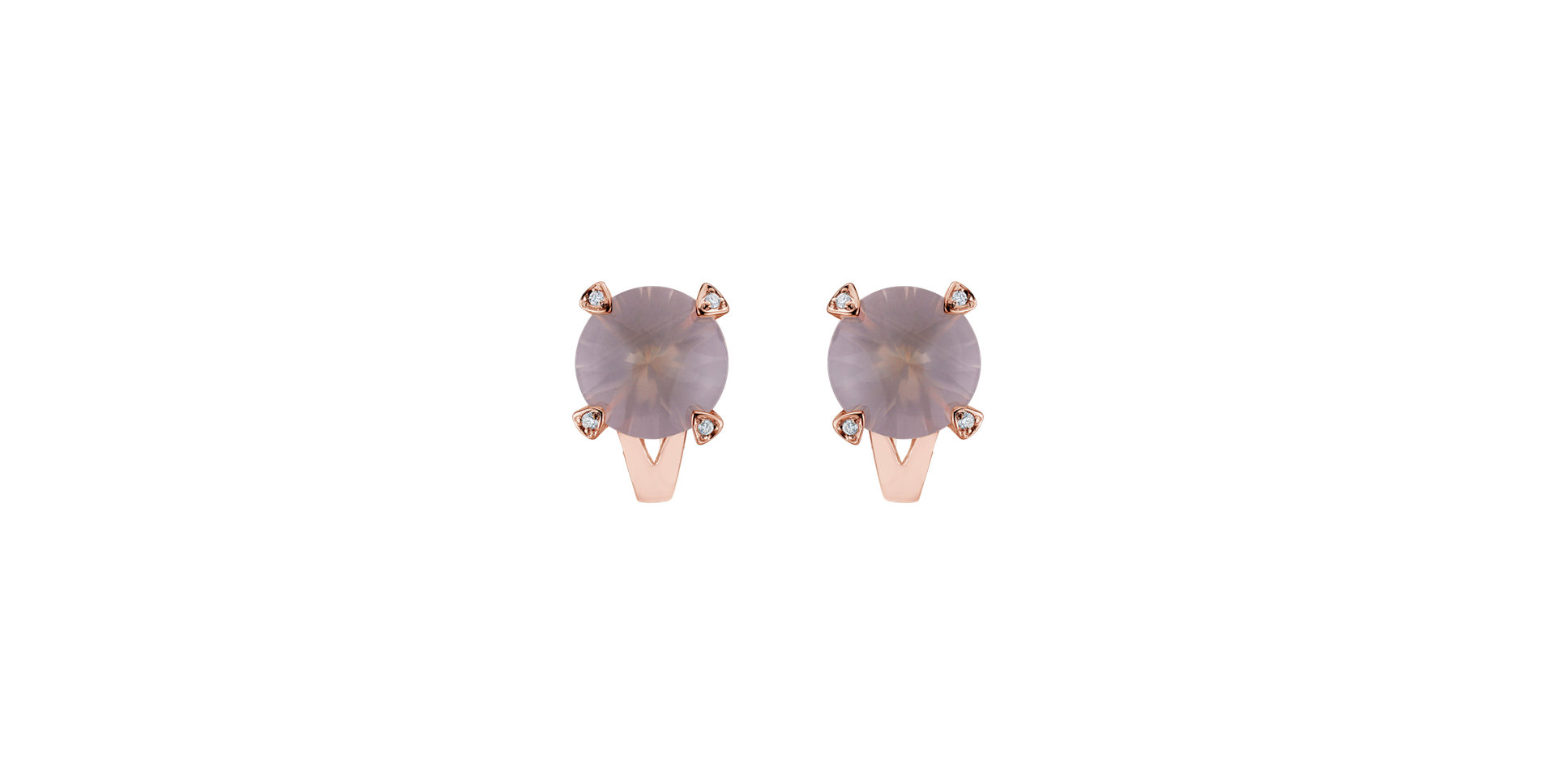 Diamond earrings with Rose Quartz Magical Rose