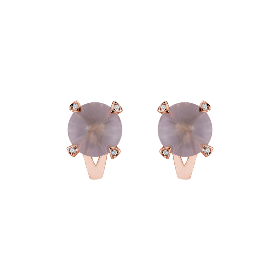 Diamond earrings with Rose Quartz Magical Rose