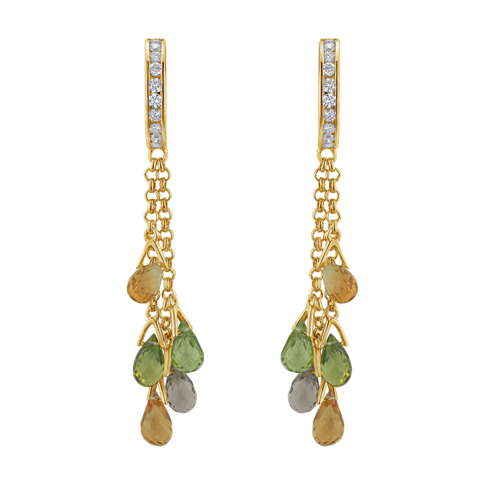 Diamond earrings, Quartz and Peridot Manna