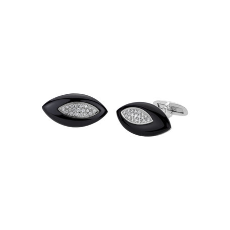 Diamond cufflinks with Onyx Massey