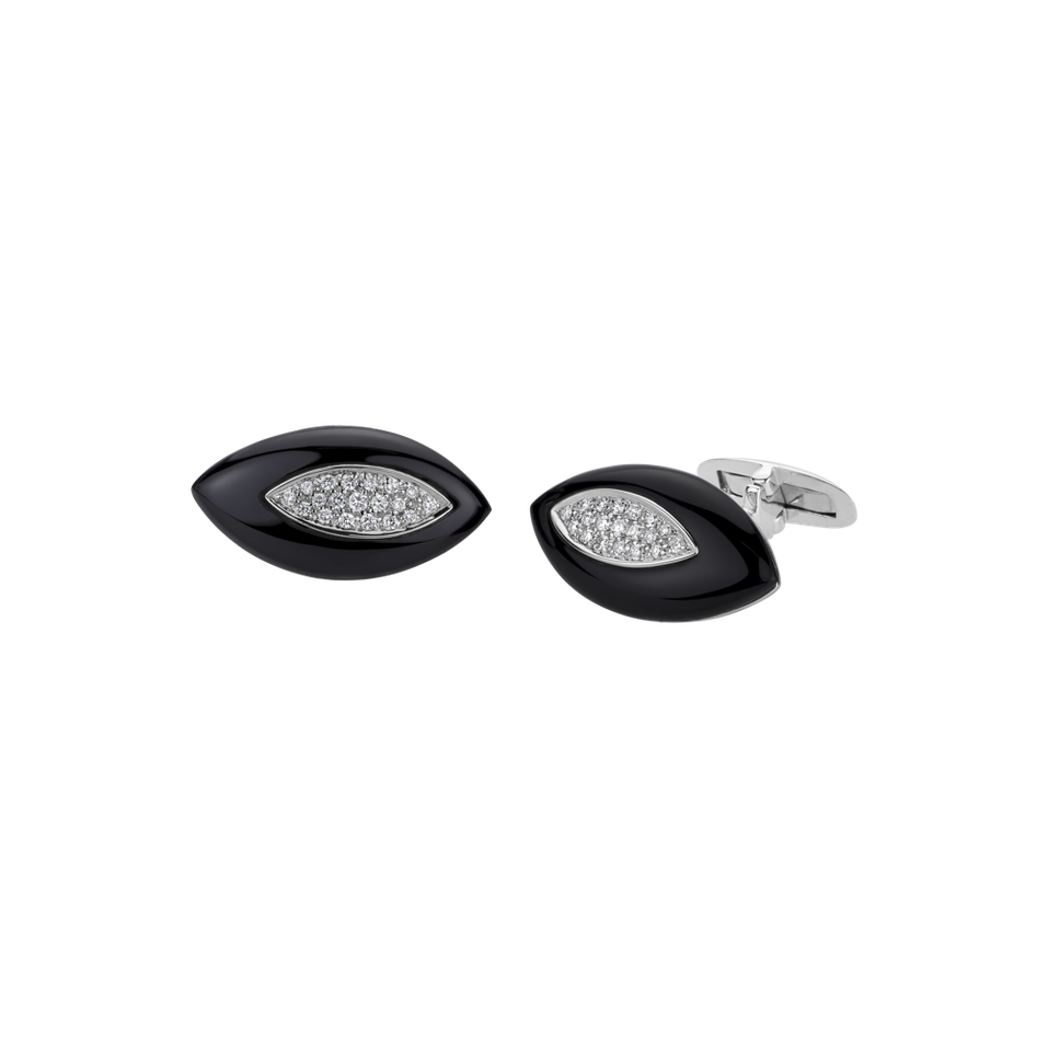 Diamond cufflinks with Onyx Massey