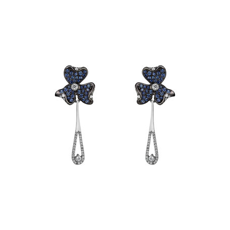 Diamond earrings and Sapphire Cornflower