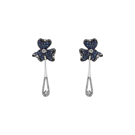 Diamond earrings and Sapphire Cornflower
