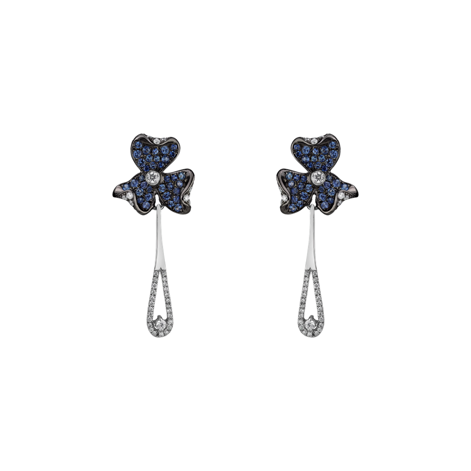 Diamond earrings and Sapphire Cornflower