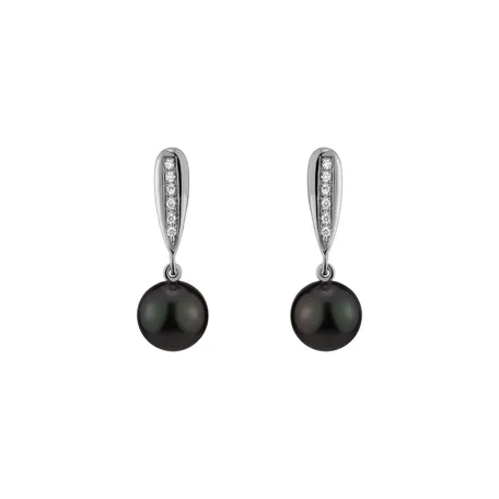 Diamond earrings with Pearl Water Elegance