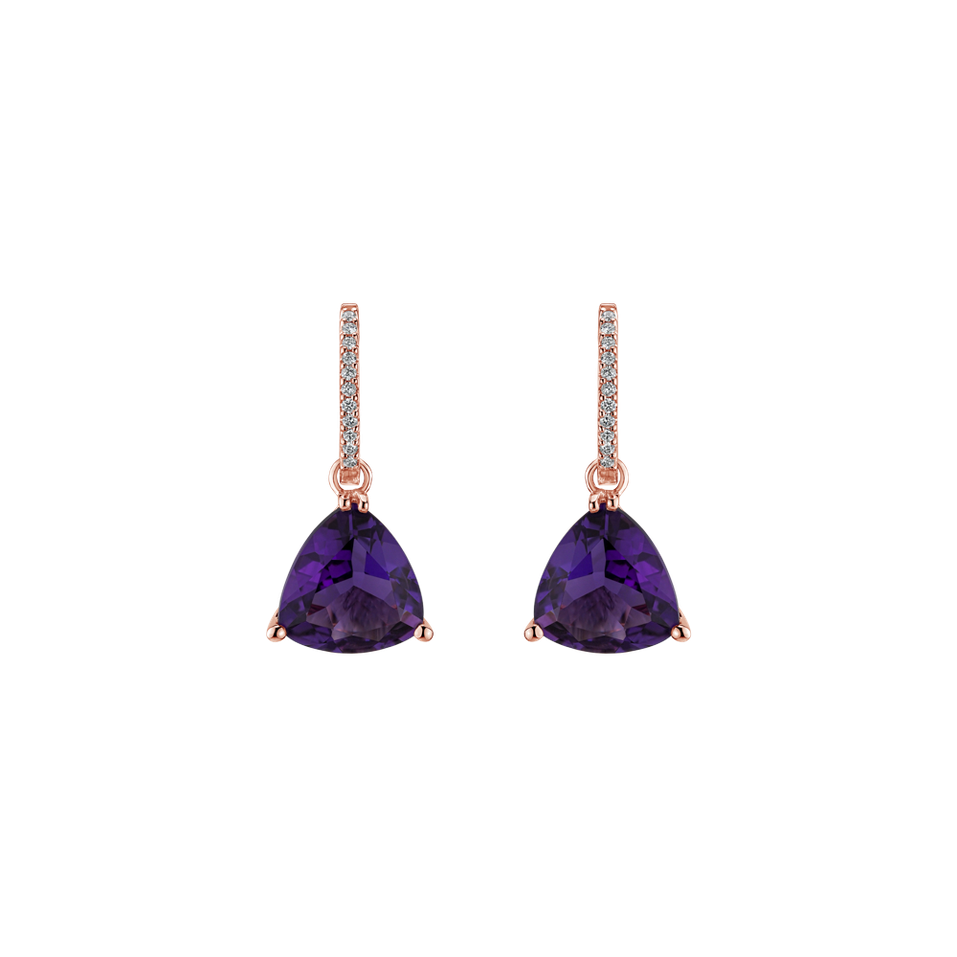 Diamond earrings with Amethyst Stonard