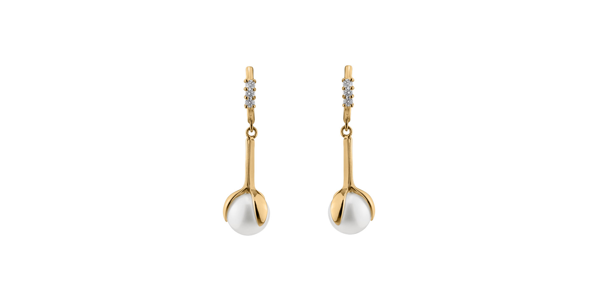 Diamond earrings with Pearl Ocean Flora