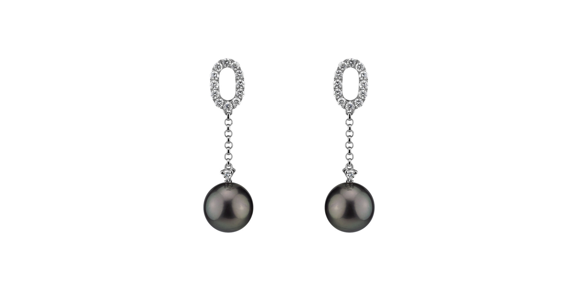 Diamond earrings with Pearl Ocean Void